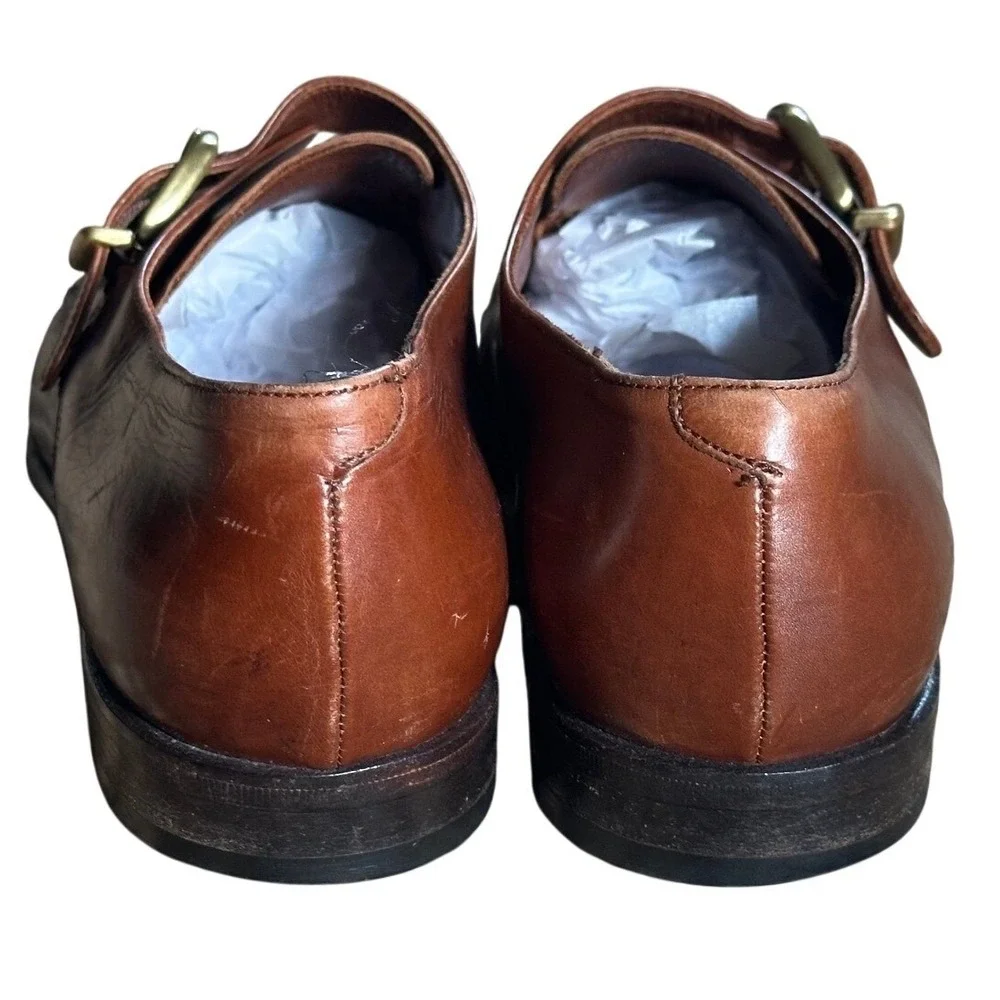 Coach Vintage Brown Leather Single Monk Strap Buckle Shoes Men's 8.5